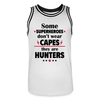 Manche Helden tragen keine Umhänge, sie sind Jäger - Männer Basketball-Trikot - Weiß/Schwarz - Vorne - AI Model Male 185 dark (185cm)