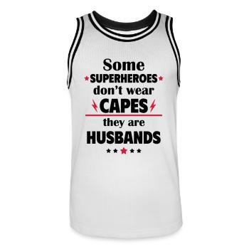 Some heroes don't wear capes, husbands - Men's Basketball Jersey - white/black - Front - AI Model Male 185 dark (185cm)