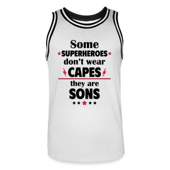 Certains héros ne portent pas de capes, ce sont des fils - Maillot de basket Homme - blanc/noir - Devant - AI Model Male 185 dark (185cm)