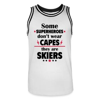 Some heroes don't wear capes, skiers - Men's Basketball Jersey - white/black - Front - AI Model Male 185 dark (185cm)