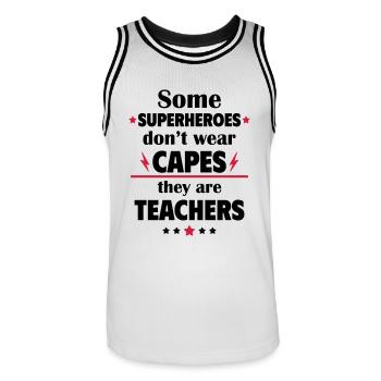 Manche Helden tragen keine Umhänge, Lehrer - Männer Basketball-Trikot - Weiß/Schwarz - Vorne - AI Model Male 185 dark (185cm)