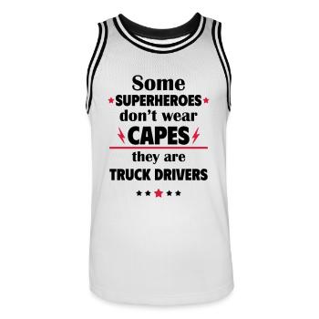 Certains héros ne portent pas de capes, les chauffeurs routiers - Maillot de basket Homme - blanc/noir - Devant - AI Model Male 185 dark (185cm)
