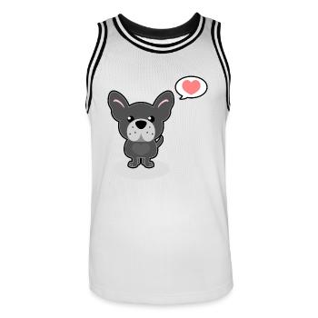 bouledogue français - Maillot de basket Homme - blanc/noir - Devant - AI Model Male 185 dark (185cm)