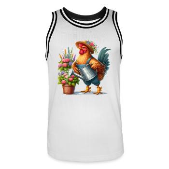 Huhn als Gärtner - Männer Basketball-Trikot - Weiß/Schwarz - Vorne - AI Model Male 185 dark (185cm)