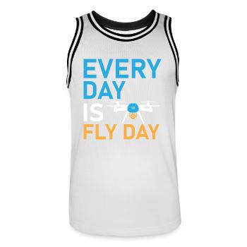 Chaque jour est un vol de jour Drone Pilot RC Flight - Maillot de basket Homme - blanc/noir - Devant - AI Model Male 185 dark (185cm)