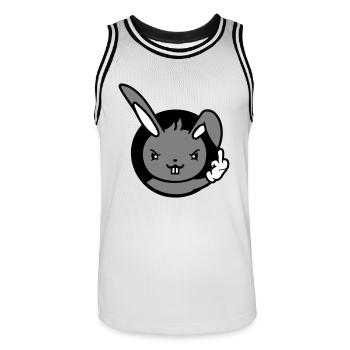 Hase Mittelfinger Zeigen Böse Frech Beleidigend - Männer Basketball-Trikot - Weiß/Schwarz - Vorne - AI Model Male 185 dark (185cm)