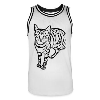 chat noir chat chaton doux cadeau de Noël - Maillot de basket Homme - blanc/noir - Devant - AI Model Male 185 dark (185cm)