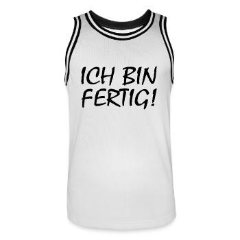 Ich bin fertig - Männer Basketball-Trikot - Weiß/Schwarz - Vorne - AI Model Male 185 dark (185cm)