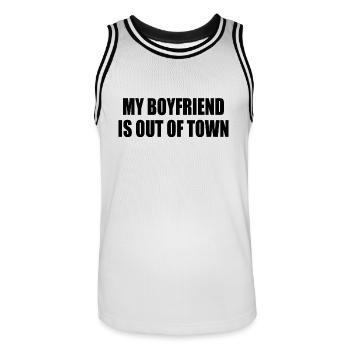 my boyfriend if out of town - Männer Basketball-Trikot - Weiß/Schwarz - Vorne - AI Model Male 185 dark (185cm)