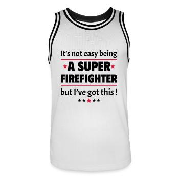 Not easy to be a super firefighter - Men's Basketball Jersey - white/black - Front - AI Model Male 185 dark (185cm)