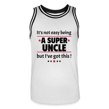 It's not easy to be a super uncle - Men's Basketball Jersey - white/black - Front - AI Model Male 185 dark (185cm)