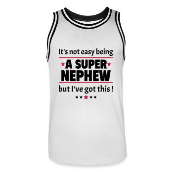Not easy to be a super nephew - Men's Basketball Jersey - white/black - Front - AI Model Male 185 dark (185cm)