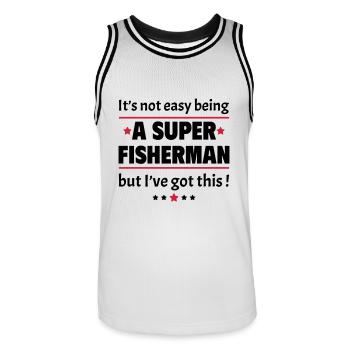 Nicht einfach, ein Super-Angler zu sein! - Männer Basketball-Trikot - Weiß/Schwarz - Vorne - AI Model Male 185 dark (185cm)