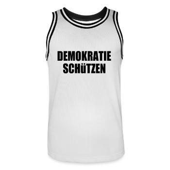 demokratie schützen - Männer Basketball-Trikot - Weiß/Schwarz - Vorne - AI Model Male 185 dark (185cm)