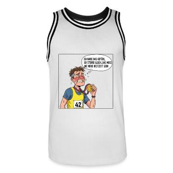 The new best time - Men's Basketball Jersey - white/black - Front - AI Model Male 185 dark (185cm)