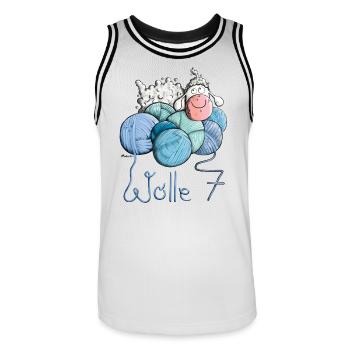 Schaf auf Wolle 7 - Männer Basketball-Trikot - Weiß/Schwarz - Vorne - AI Model Male 185 dark (185cm)