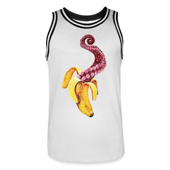 Wirbelnde Mutant-Banane - Männer Basketball-Trikot - Weiß/Schwarz - Vorne - AI Model Male 185 dark (185cm)