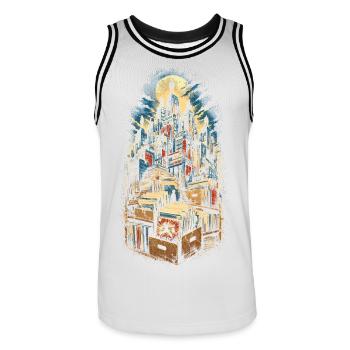 Collectionneur de bandes dessinées - Maillot de basket Homme - blanc/noir - Devant - AI Model Male 185 dark (185cm)