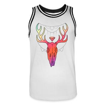 Crâne d'art ligne Stag - Maillot de basket Homme - blanc/noir - Devant - AI Model Male 185 dark (185cm)