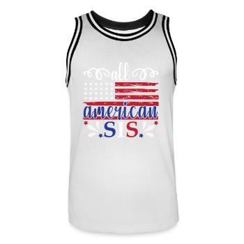 All American Sis 4 juillet Féministe - Maillot de basket Homme - blanc/noir - Devant - AI Model Male 185 dark (185cm)