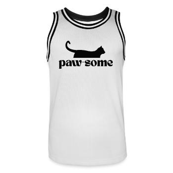 Paw-Some ! T-shirt pour tous les fans de chats - Maillot de basket Homme - blanc/noir - Devant - AI Model Male 185 dark (185cm)