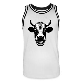 Grinning Cow - Men's Basketball Jersey - white/black - Front - AI Model Male 185 dark (185cm)