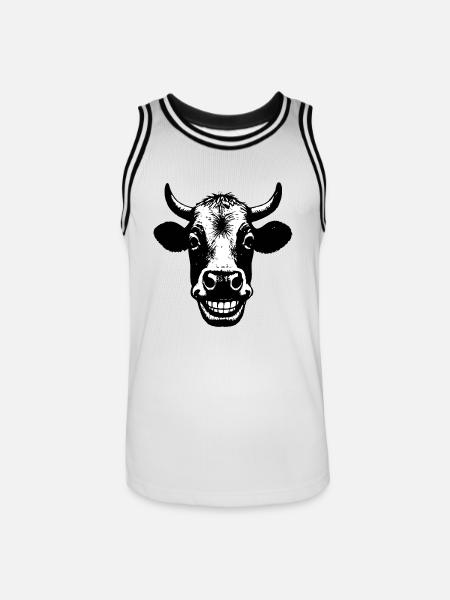 Grinning Cow - Men's Basketball Jersey - white/black