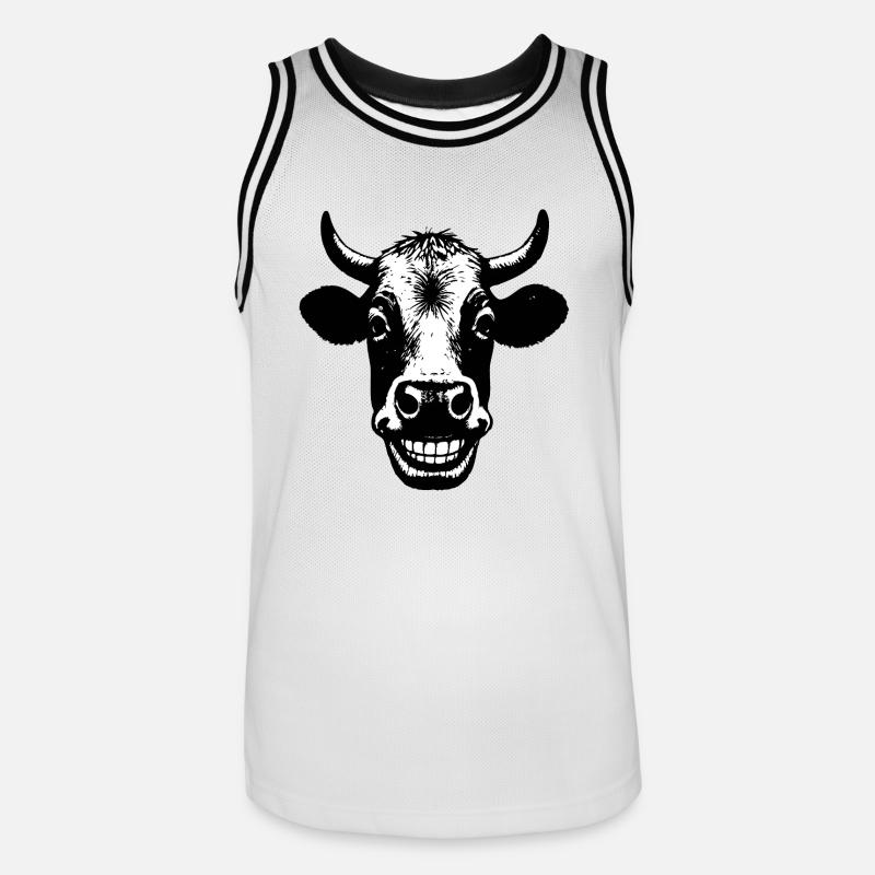 Vache souriante - Maillot de basket Homme - blanc/noir