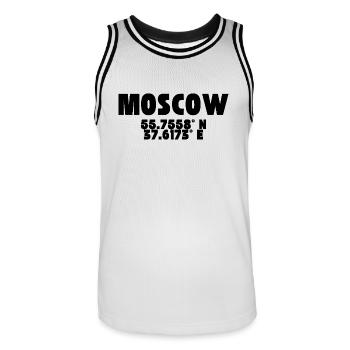 Moscou - Design avec coordonnées - Maillot de basket Homme - blanc/noir - Devant - AI Model Male 185 dark (185cm)