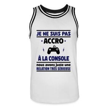 Je ne suis pas accro à la console - Maillot de basket Homme - blanc/noir - Devant - AI Model Male 185 dark (185cm)