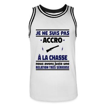 Je ne suis pas accro à la chasse - Maillot de basket Homme - blanc/noir - Devant - AI Model Male 185 dark (185cm)