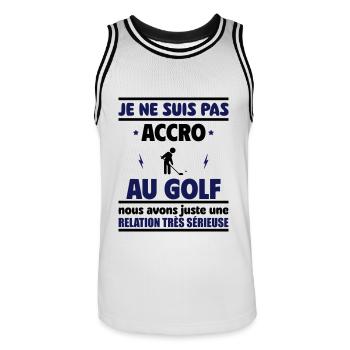 Je ne suis pas accro au golf - Maillot de basket Homme - blanc/noir - Devant - AI Model Male 185 dark (185cm)