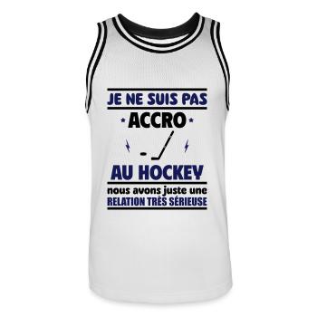 Je ne suis pas accro au hockey - Maillot de basket Homme - blanc/noir - Devant - AI Model Male 185 dark (185cm)