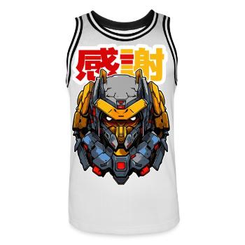 Anime Roboter TWO! - Männer Basketball-Trikot - Weiß/Schwarz - Vorne - AI Model Male 185 dark (185cm)