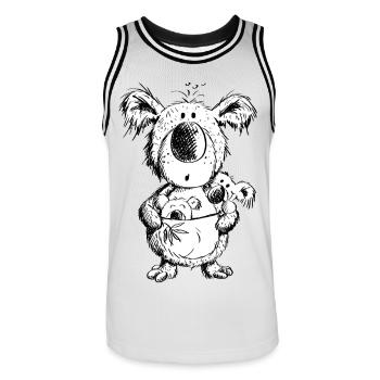 Koala Maman avec des bébés - Maillot de basket Homme - blanc/noir - Devant - AI Model Male 185 dark (185cm)