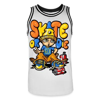 Skateboard und Graffiti - Männer Basketball-Trikot - Weiß/Schwarz - Vorne - AI Model Male 185 dark (185cm)