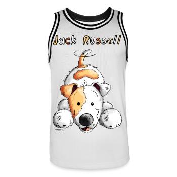 Playing Jack Russell - Maillot de basket Homme - blanc/noir - Devant - AI Model Male 185 dark (185cm)