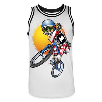 Conducteur de BMX - Maillot de basket Homme - blanc/noir - Devant - AI Model Male 185 dark (185cm)