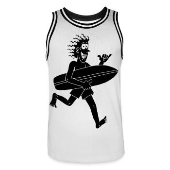 Impatient surfer - Men's Basketball Jersey - white/black - Front - AI Model Male 185 dark (185cm)