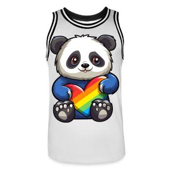 Panda bear | Pride heart | Cute | LGBTQ+ | - Men's Basketball Jersey - white/black - Front - AI Model Male 185 dark (185cm)