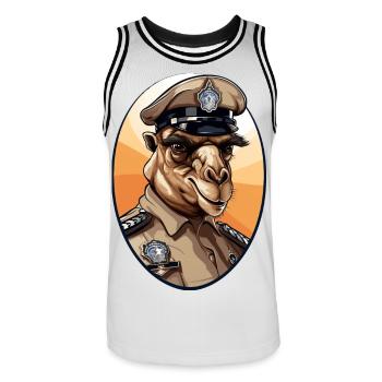 Police des chameaux - Maillot de basket Homme - blanc/noir - Devant - AI Model Male 185 dark (185cm)