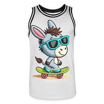 T-shirt Cool Âne Skateur - Maillot de basket Homme - blanc/noir - Devant - AI Model Male 185 dark (185cm)
