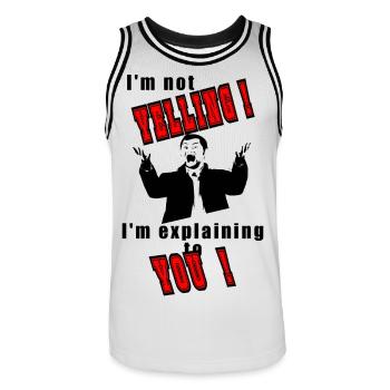 I'm not yelling, I'll explain - Men's Basketball Jersey - white/black - Front - AI Model Male 185 dark (185cm)