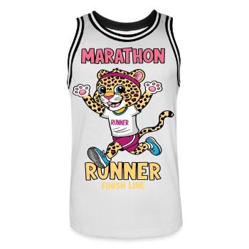 Marathonien léopard - Maillot de basket Homme - blanc/noir - Devant - AI Model Male 185 dark (185cm)