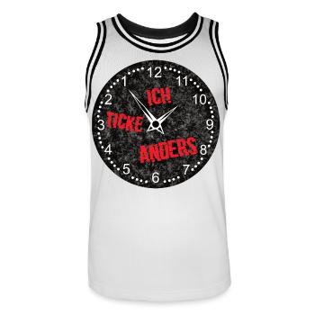uhr - Männer Basketball-Trikot - Weiß/Schwarz - Vorne - AI Model Male 185 dark (185cm)