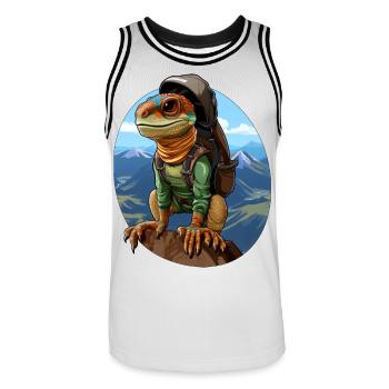 Lizards Mountaineer / Hiking Lizard - Men's Basketball Jersey - white/black - Front - AI Model Male 185 dark (185cm)