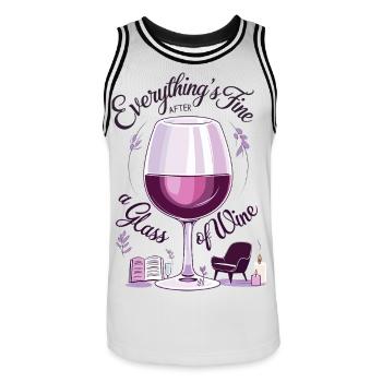 Wine enthusiasts - Men's Basketball Jersey - white/black - Front - AI Model Male 185 dark (185cm)