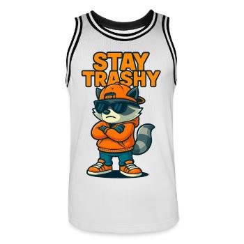 Stay Trashy Raccoon - Männer Basketball-Trikot - Weiß/Schwarz - Vorne - AI Model Male 185 dark (185cm)