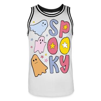 Spooky Halloween Ghost - Men's Basketball Jersey - white/black - Front - AI Model Male 185 dark (185cm)