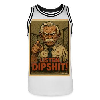 Listes, merde ! Papy cool - Maillot de basket Homme - blanc/noir - Devant - AI Model Male 185 dark (185cm)